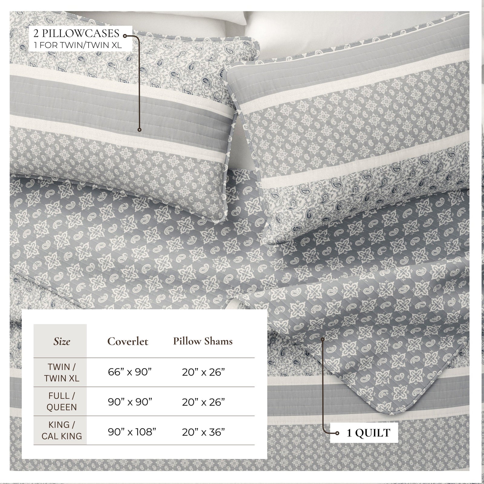 3-Piece Stripe Quilt - Kadi Collection
