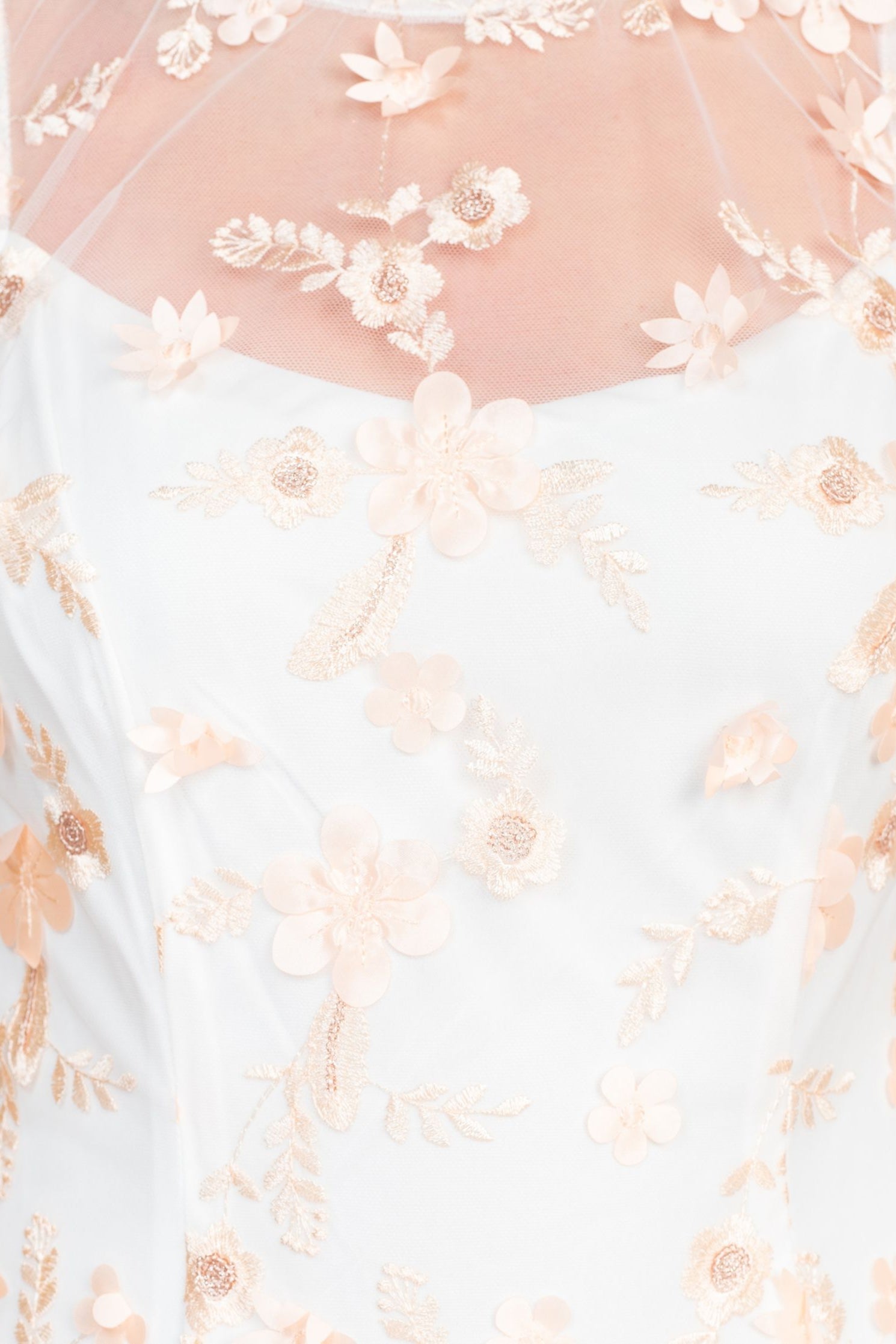 Adrianna Papell Illusion Crew Neck Sheath Floral Embroidered Keyhole Back Zipper Back Short Mesh Dress