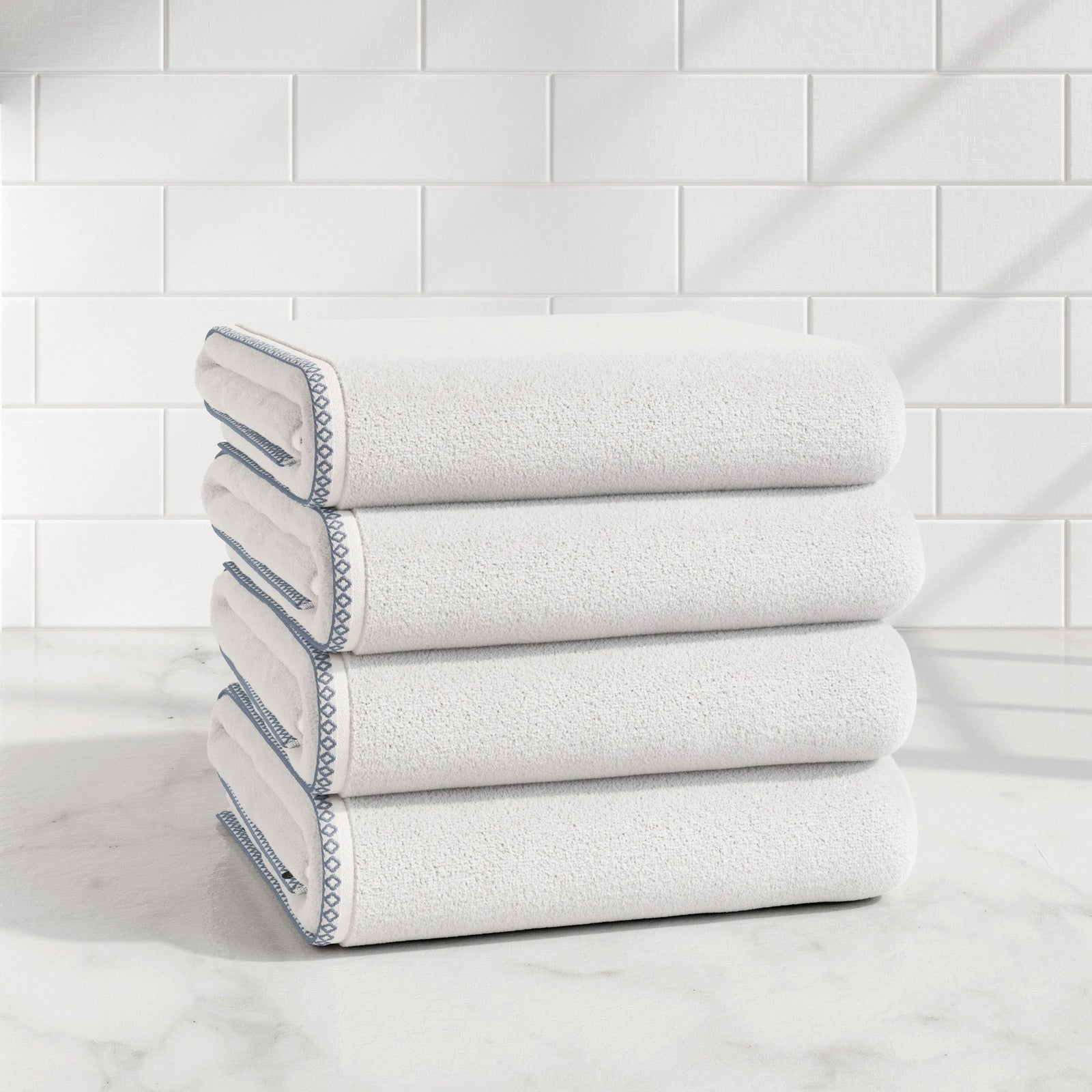 Cotton Border-Stitched 6-Piece Towel Set - Valery Collection