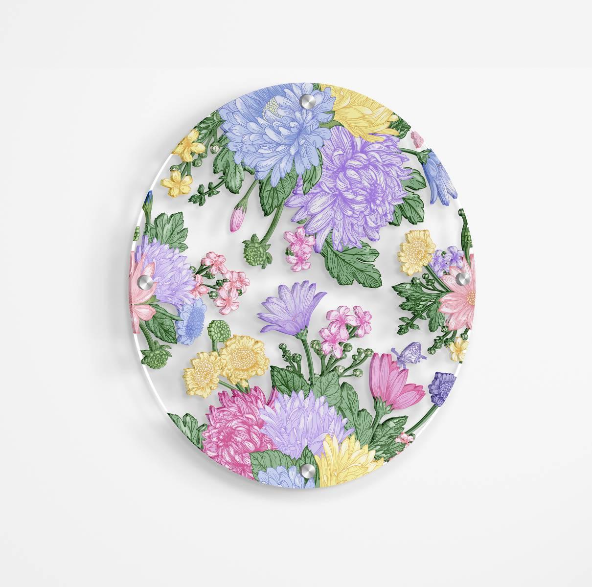 Asters Pattern Printed Transparent Acrylic Circle