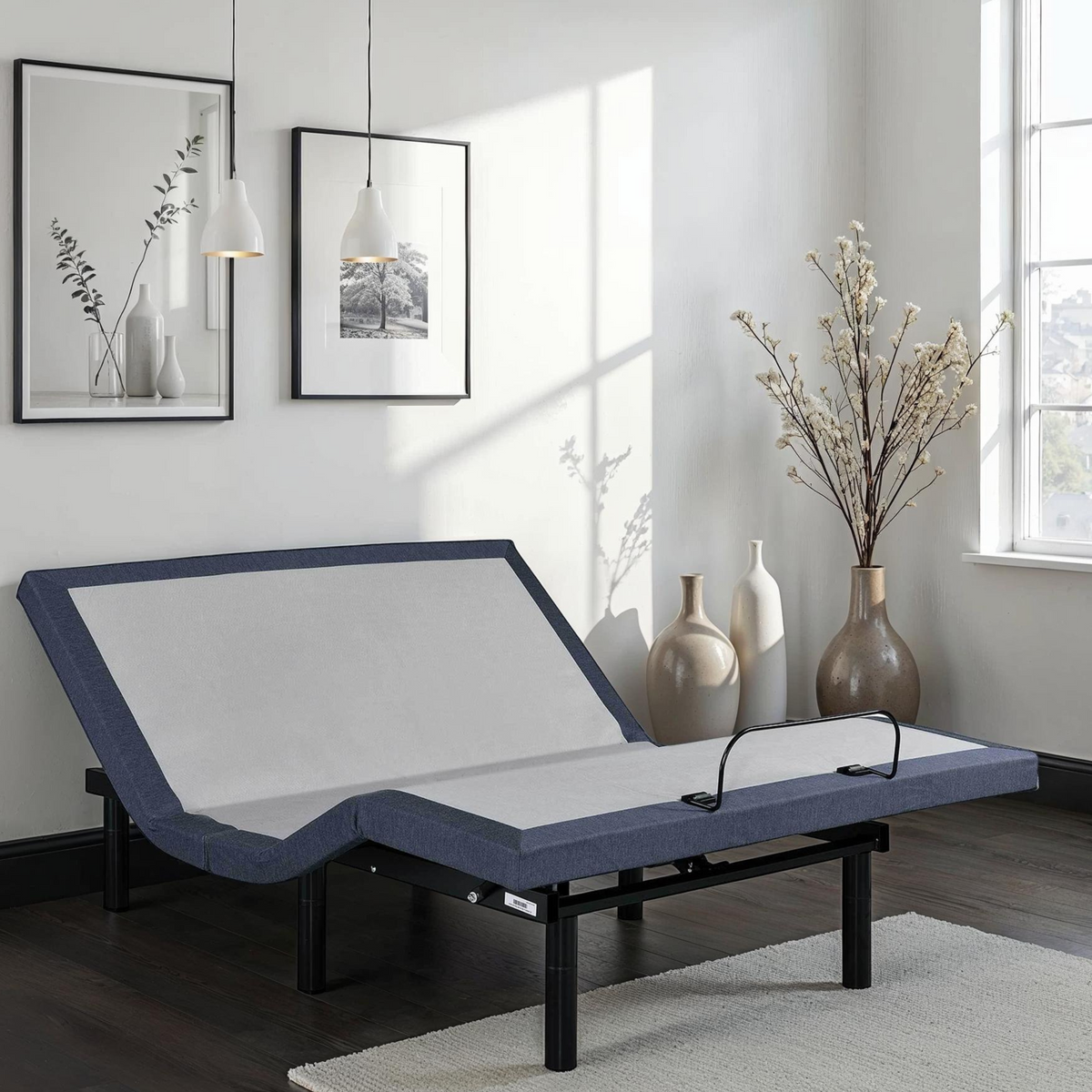 Queen Adjustable Bed Base with Vibration Modes and Adjustable Positions