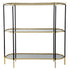 3 Tier Metal Console Table, Mirrored Shelf - Golden Black