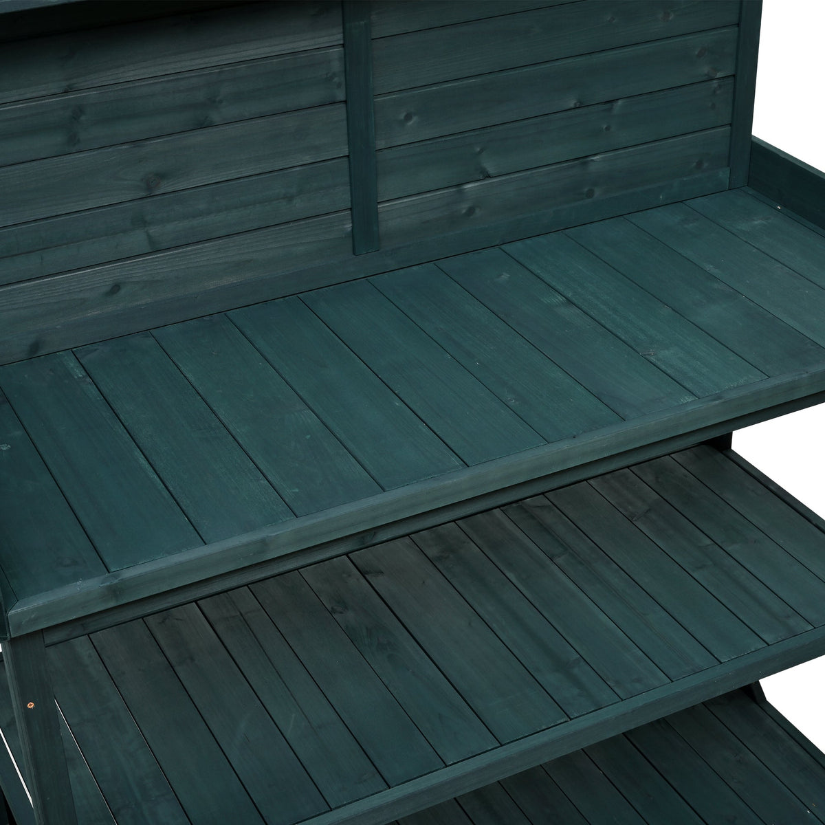 Large Wooden Farmhouse Potting Bench Table with 4 Shelves - Rustic Fir Wood