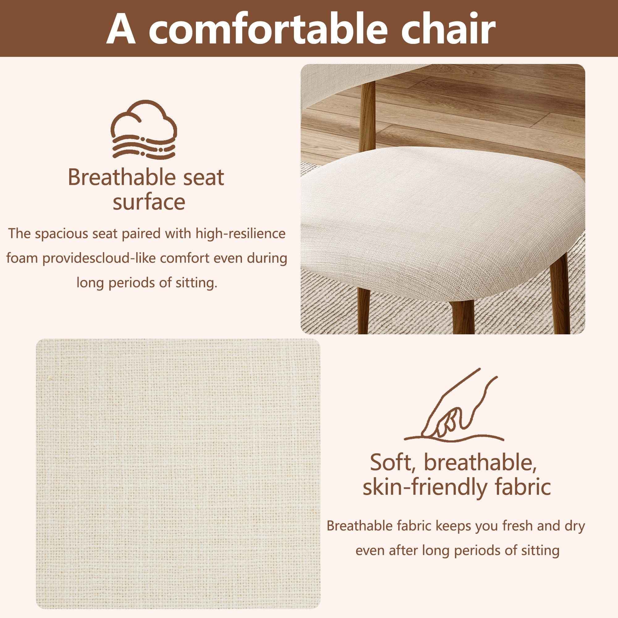 Upholstered Dining Chairs For Dining Room (Set of 2) - Beige