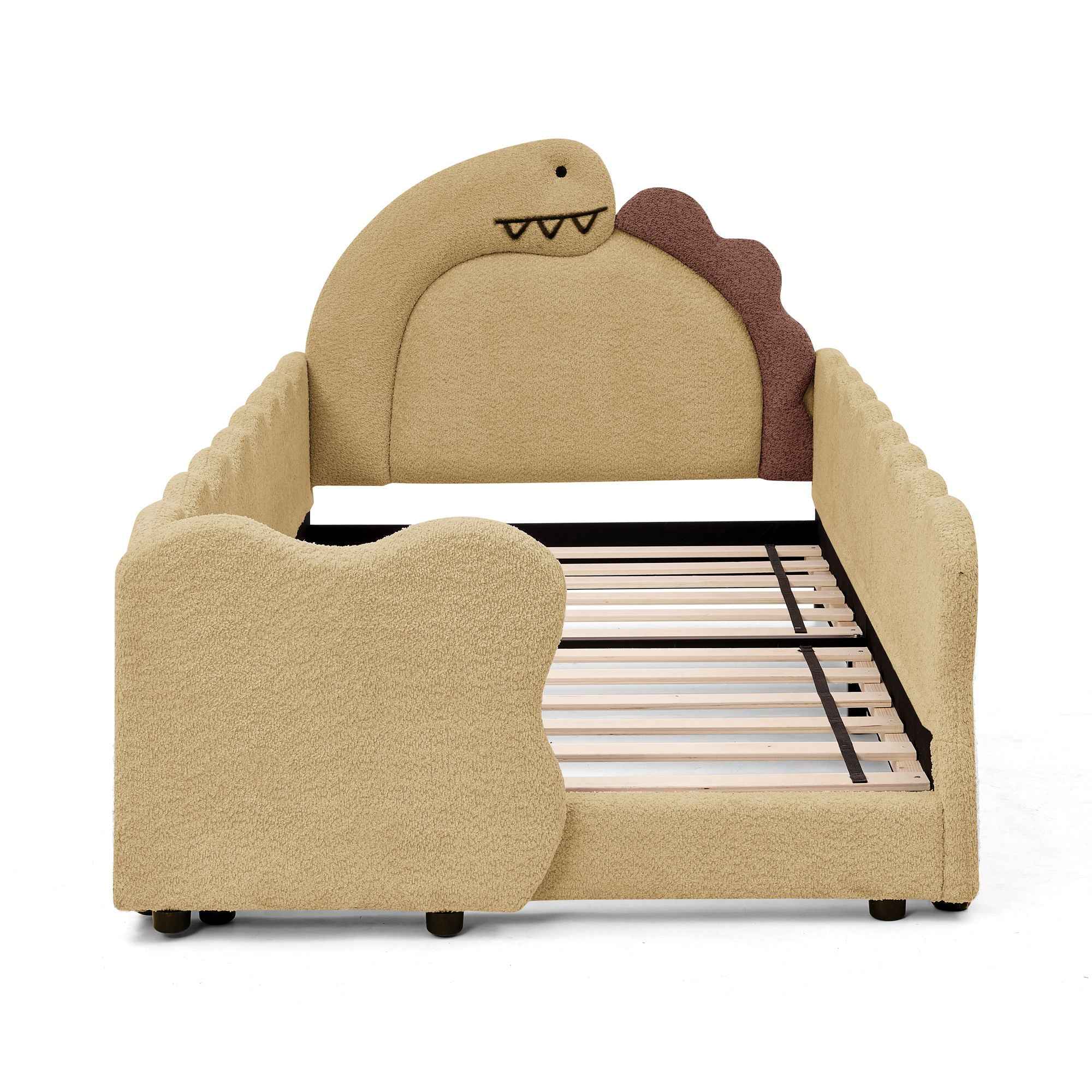 Cute Dinosaur Shaped Bed With Safety Guardrail, Toddler Frame