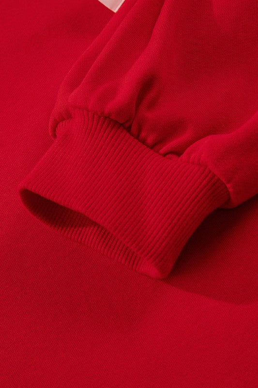 Stripe Collar Patchwork Bow Sweatshirt and Shorts