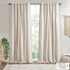 Cotton Printed Curtain Panel with Chenille Stripe and Lining Ivory 50x84