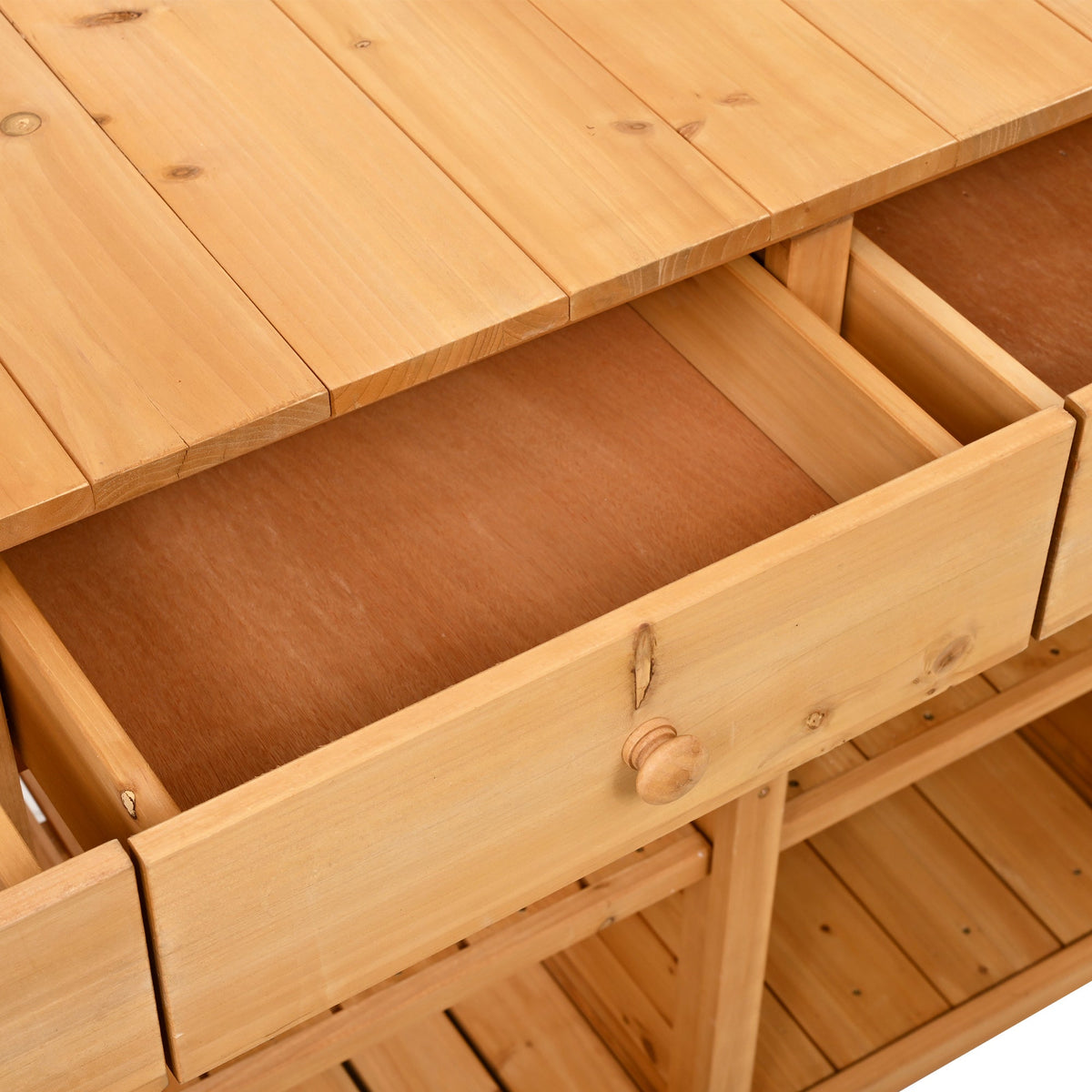 Tall Garden Potting Bench Table with Hutch - Durable Fir Wood