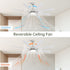 Ceiling Fan With Dimmable LED Light, 8 Blades, Reversible DC Motor, Remote Control