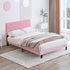 Modern Upholstered Platform Bed Frame With Button Tufted Fabric Headboard