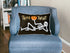 Embroidered Velvet Halloween Skeleton Lumbar Pillow with Skeleton Design - Black