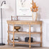 Handcrafted Console Table With Hand Woven Trim, 3 Tier Storage Shelves - Natural
