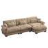 Modern Sectional Sofa With Ottoman, Round Bolster Armrests, Waist And Throw Pillows