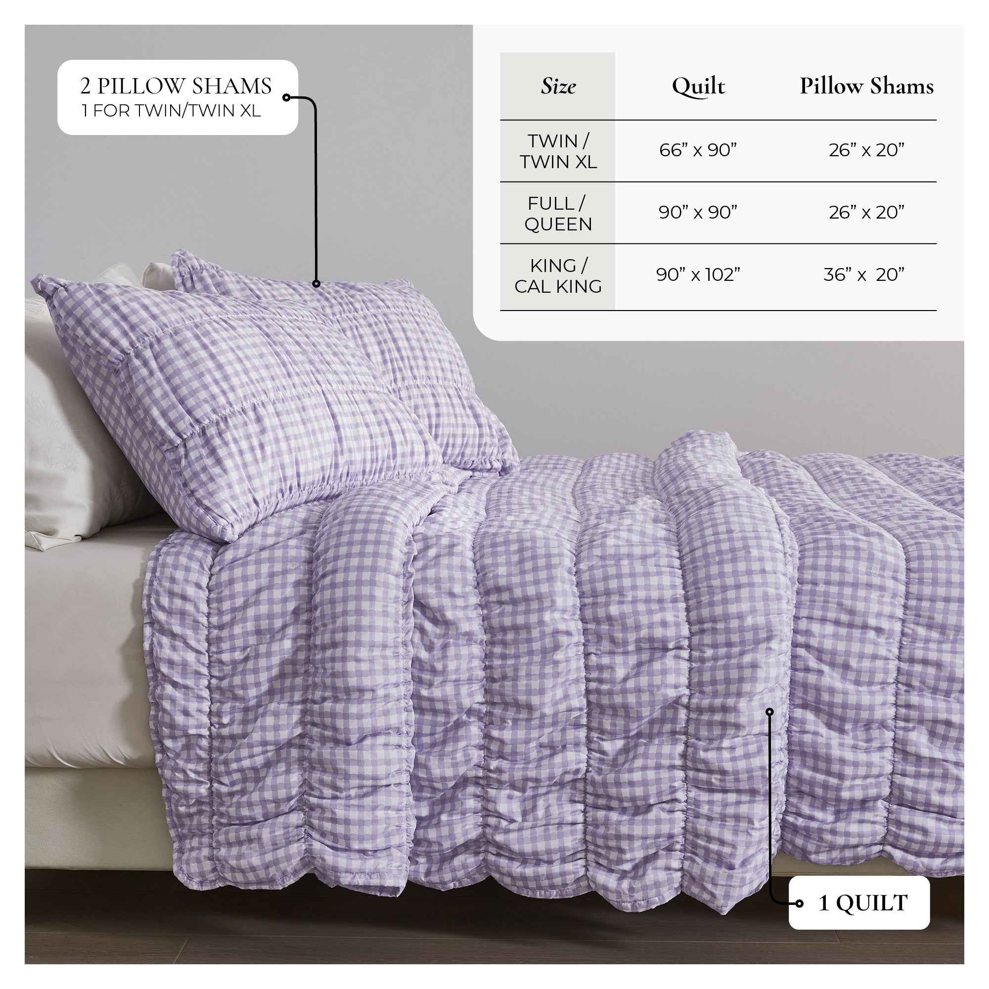 Gingham Printed Quilt Set - Gingham Collection