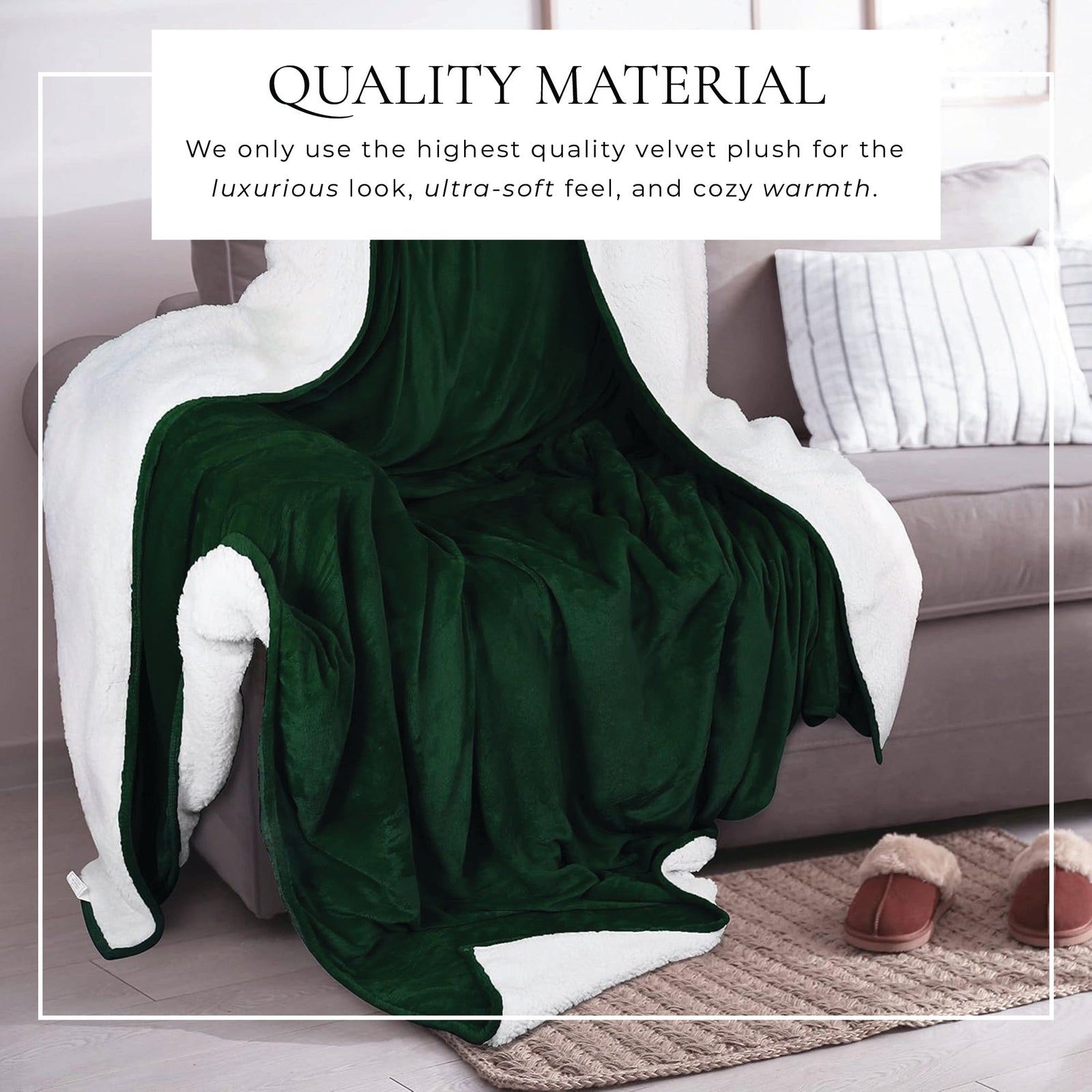 Velvet Plush Sherpa Bed Blanket - Sherpa Fleece Collection