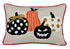 Embroidered Halloween Pumpkin Pillow with Polka Dot Linen – Multicolor