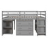 Loft Low Study Bed With Cabinet, Shelves And Rolling Portable Desk, Multiple Functions