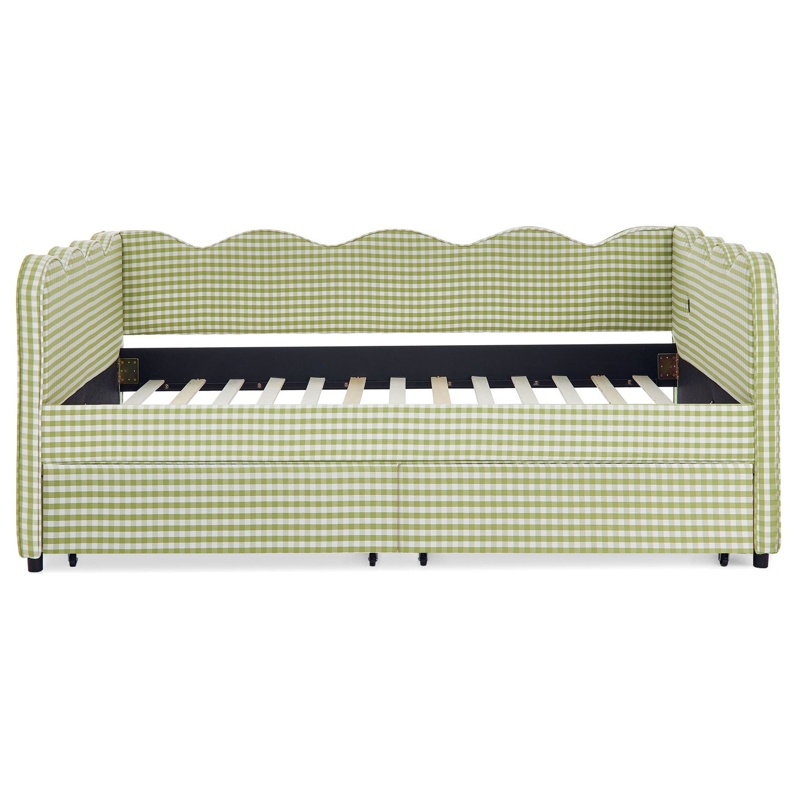 Gingham Daybed With USB Charging Port, Wave-Shaped Design
