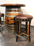 Brown Oak Barrel Bar Stool - Memory Foam Upholstery - Whiskey Barrel Stave Pub Stool - Counter Height - Handmade Wine Barrel Chair