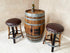 Brown Oak Barrel Bar Stool - Memory Foam Upholstery - Whiskey Barrel Stave Pub Stool - Counter Height - Handmade Wine Barrel Chair