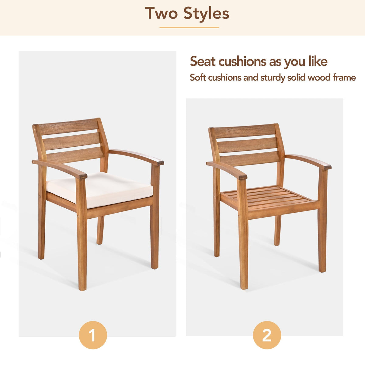 Acacia Wood Outdoor Dining Set with Ergonomic Seating - Seats 7-8