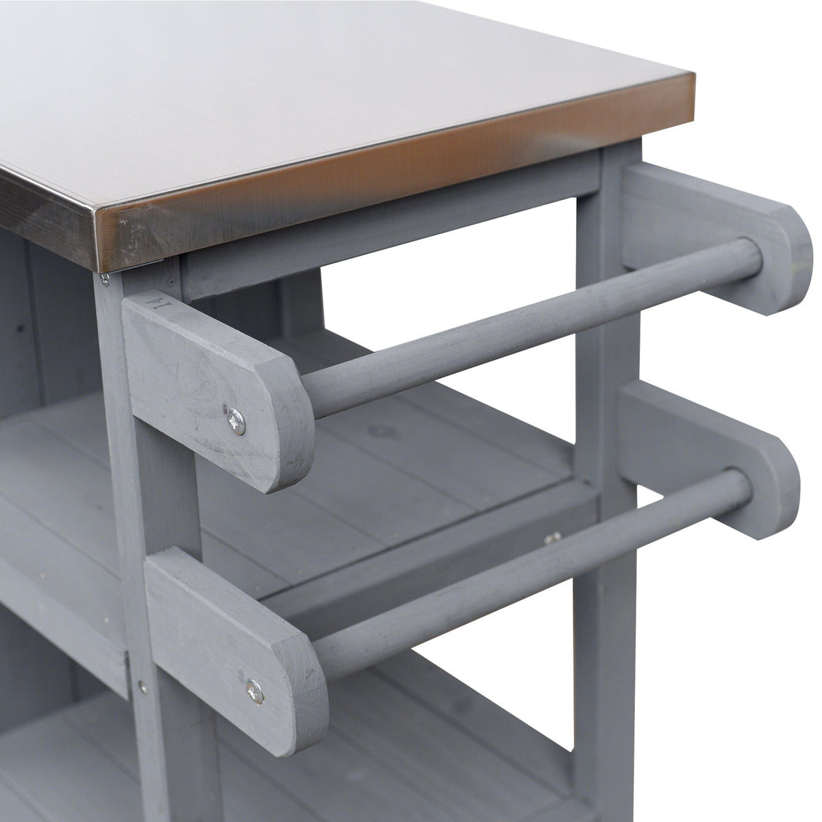 Foldable Outdoor Kitchen Island Cart with Storage - Stainless Steel & Wood