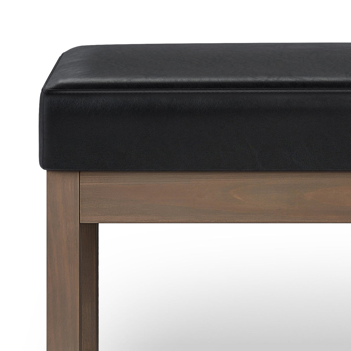 Milltown Large Ottoman Bench with Solid Wood Frame - Midnight Black