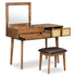 Classic Wood Makeup Vanity Set With Flip-Top Mirror And Stool, Dressing Table With Three Drawers And Storage Space