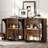 4-Door Large Storage Sideboard Buffet Cabinet with Glass Doors Arched Cabinet (Black)