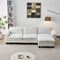 L Shape Living Room Sofa with Ottoman in Soft Chenille Beige