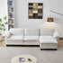 L Shape Living Room Sofa with Ottoman in Soft Chenille Beige