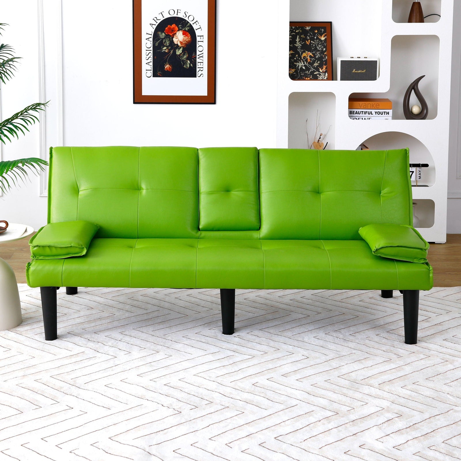 Sofa Bed With Foldable Design And Cup Holder