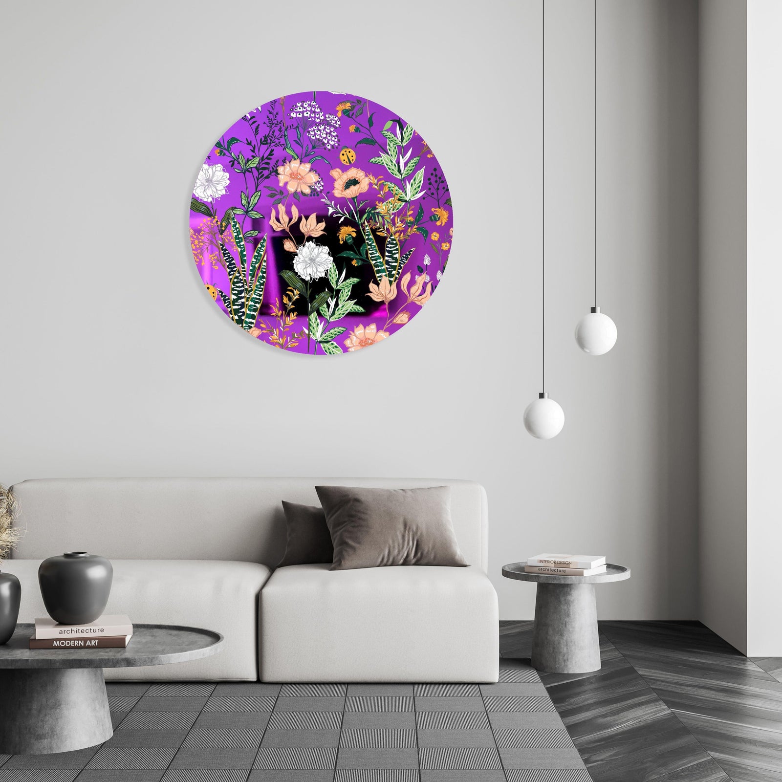 Beautiful Field Flowers Printed Mirror Acrylic Circles