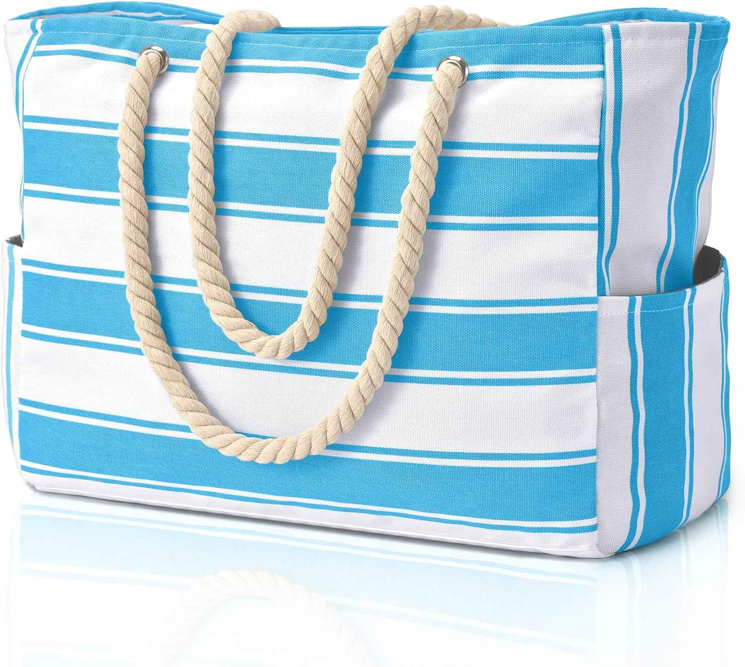Waterproof Oversized Beach Tote Bag 20L Sandproof Zip Travel Carryall