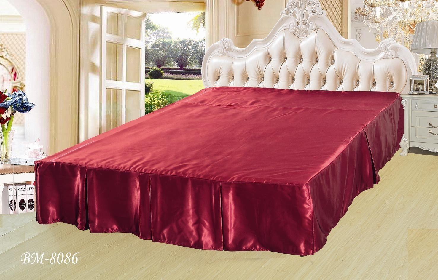 DaDa Bedding Sangria Ruby Red Dust Ruffle Pleated Bed Skirt - 14
