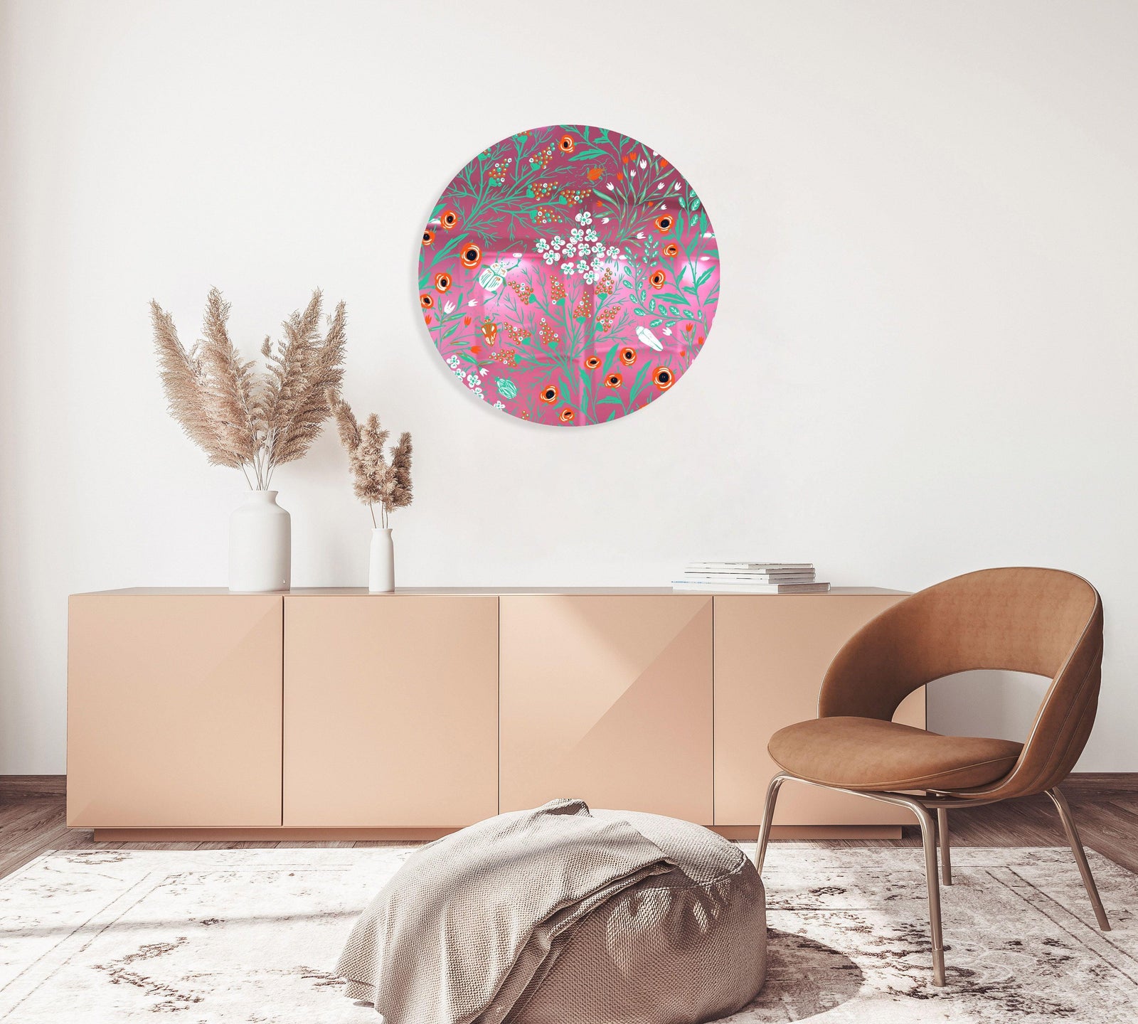 Beetles and Leaves Printed Mirror Acrylic Circles