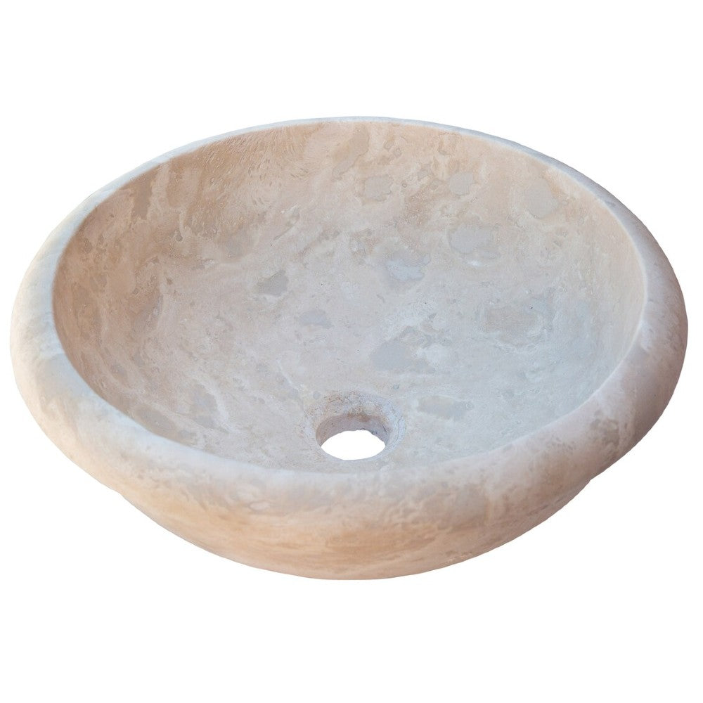 Beige Travertine Natural Stone Drop-in Sink Honed and Filled (D)16" (H)6"