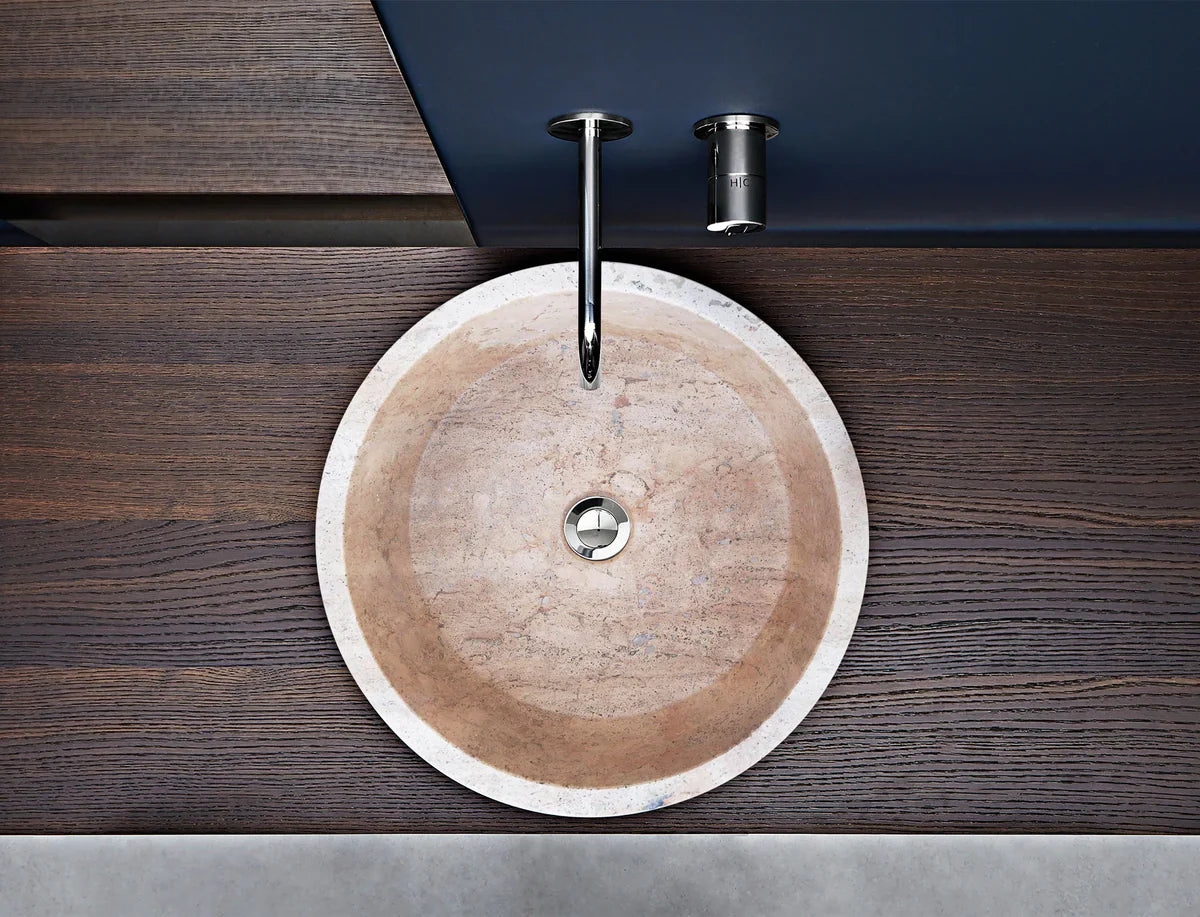 Natural Stone Tuscany Beige Travertine Above Vanity Bathroom Sink Honed (D)16