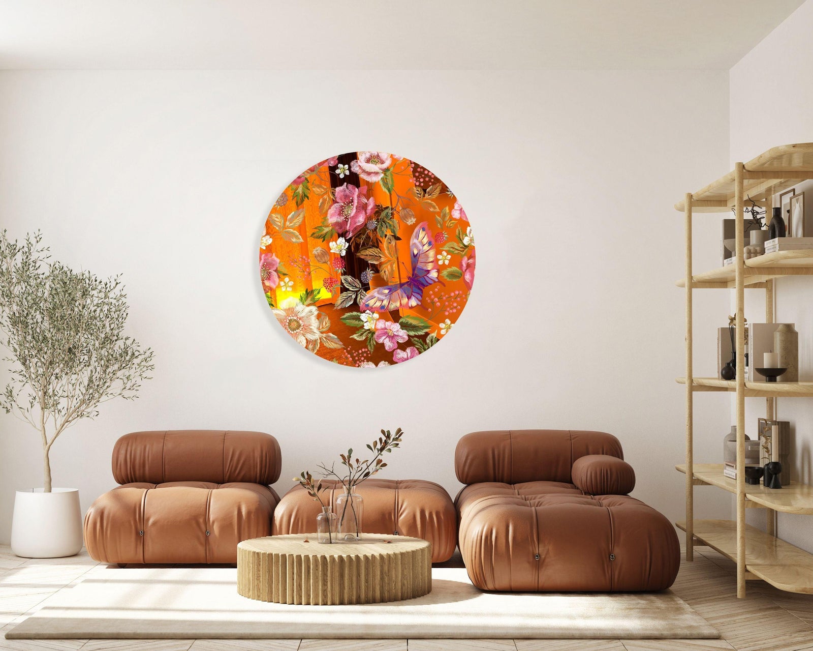 Berries and Flowers Printed Mirror Acrylic Circles