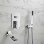 Waterfall Wall-mount Bath Tub Filler Faucet with Handheld Shower Oil Rubbered bronze or Matte Black or Chrome Or Brushed Nickel