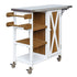 Foldable Outdoor Kitchen Island with Stainless Steel Top - Natural Wood