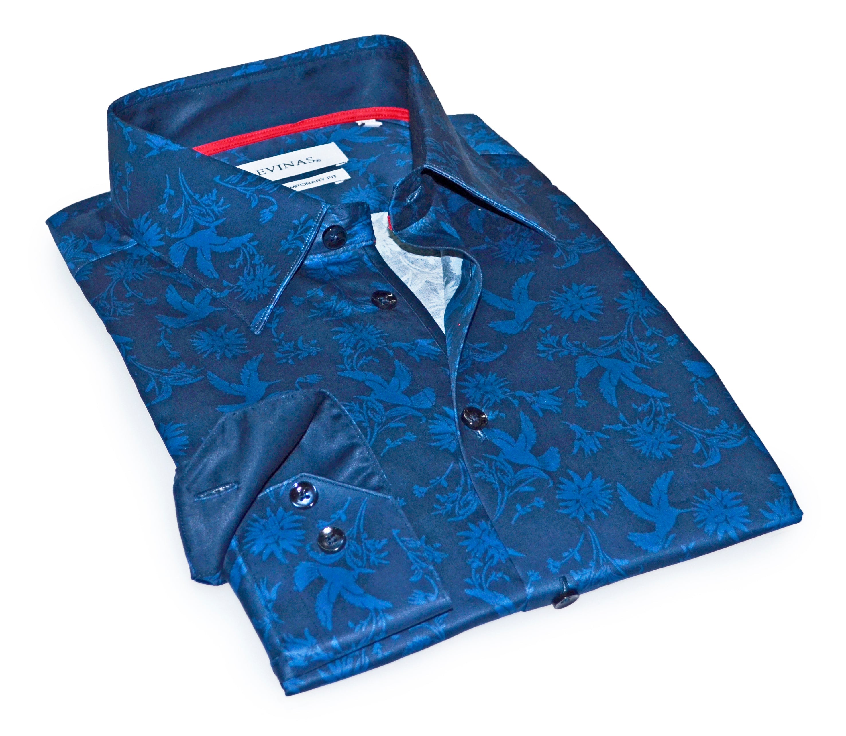 James  Button-Up Shirt With Contrast Details // Navy // Contemporary Fit (Regular)- final sale