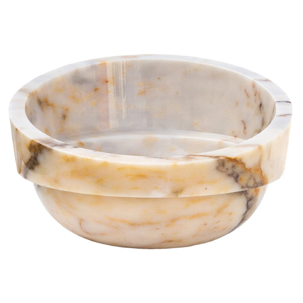 Bianco Giallo Marble Special Design Vessel Sink Bowl Polished  (D)16" (H)9"