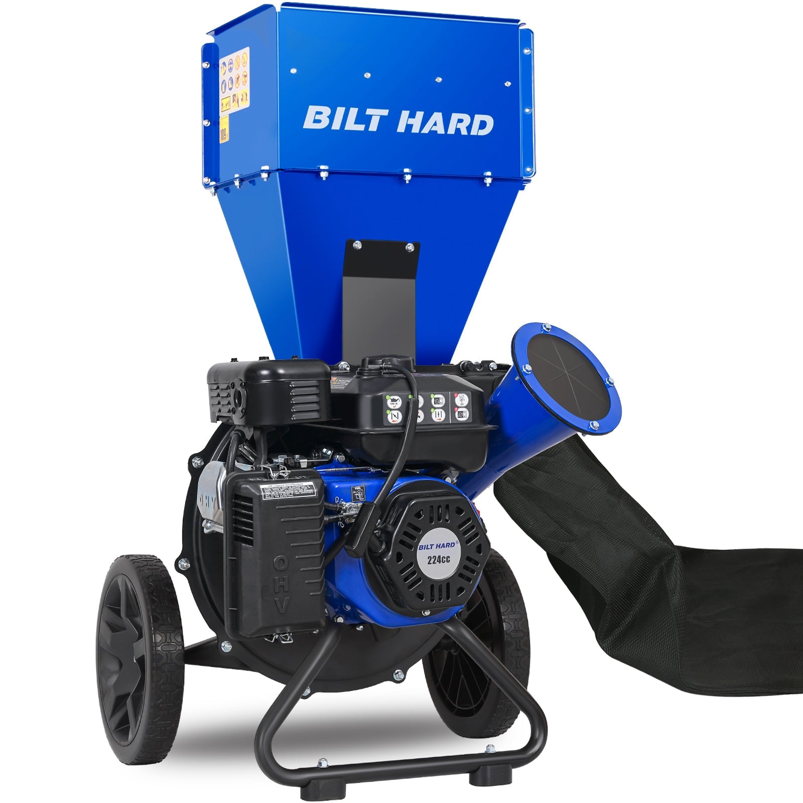 BILT HARD 3 inch Gas Powered Wood Chipper 224cc 7.5hp