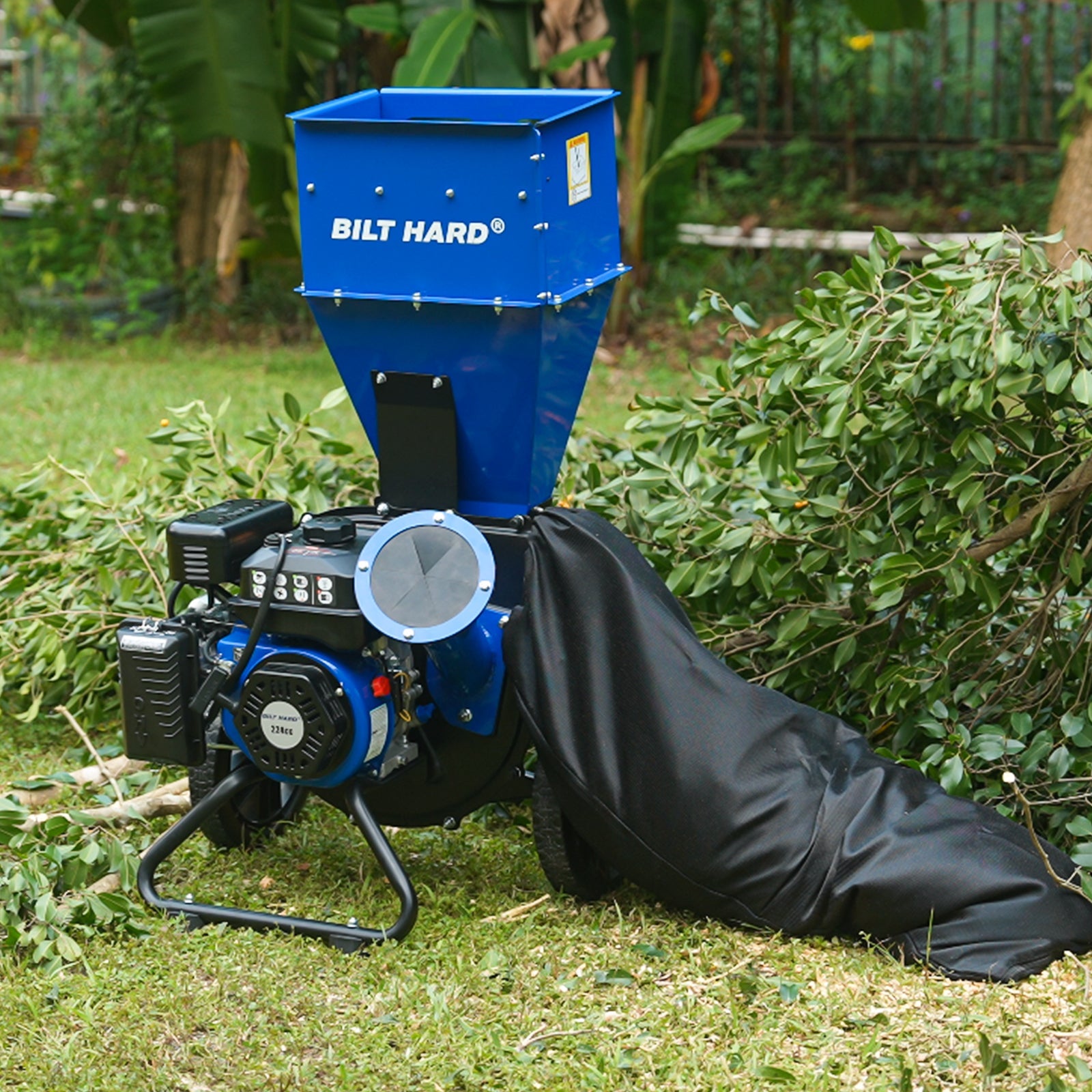 BILT HARD 3 inch Gas Powered Wood Chipper 224cc 7.5hp