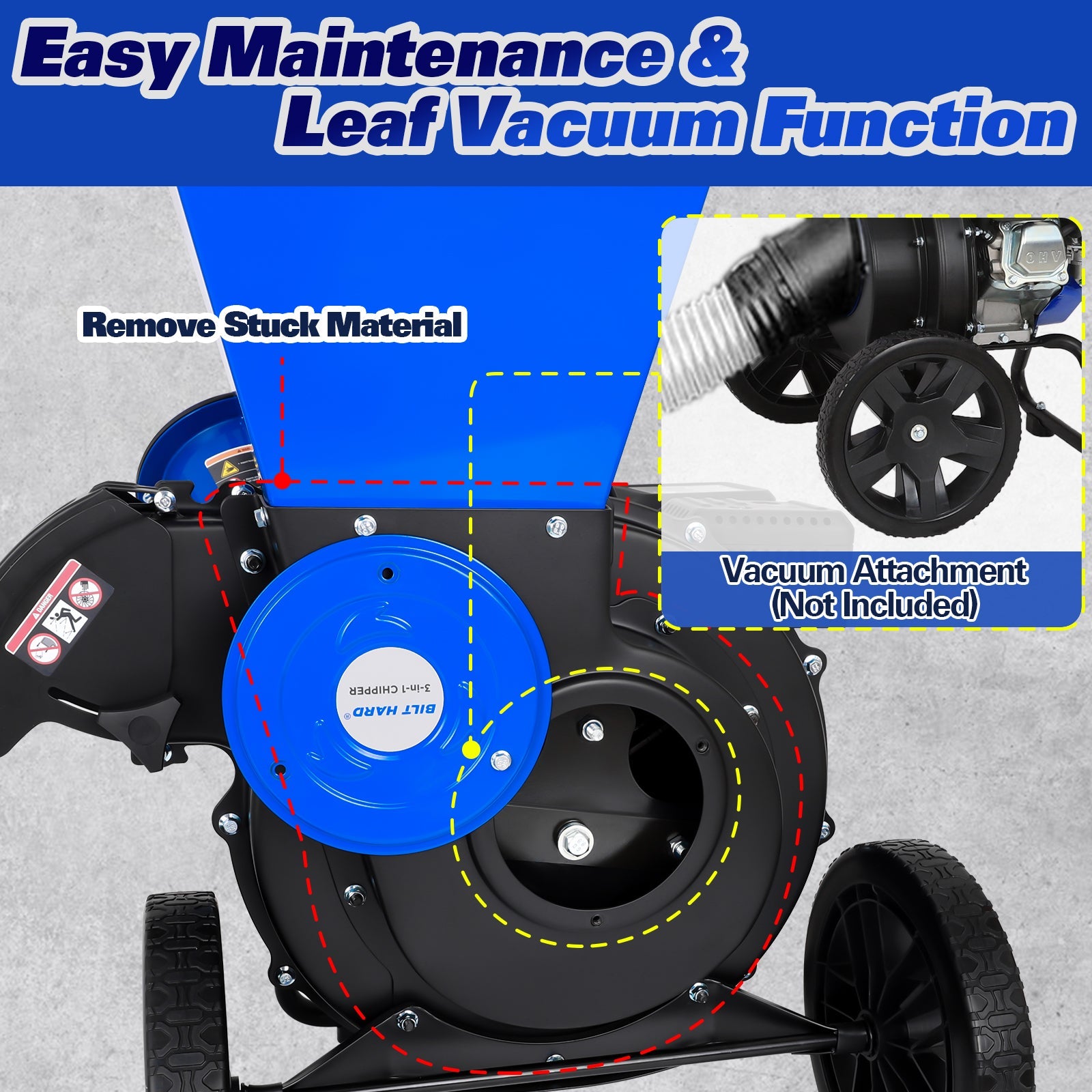 BILT HARD 3 inch Gas Powered Wood Chipper 224cc 7.5hp
