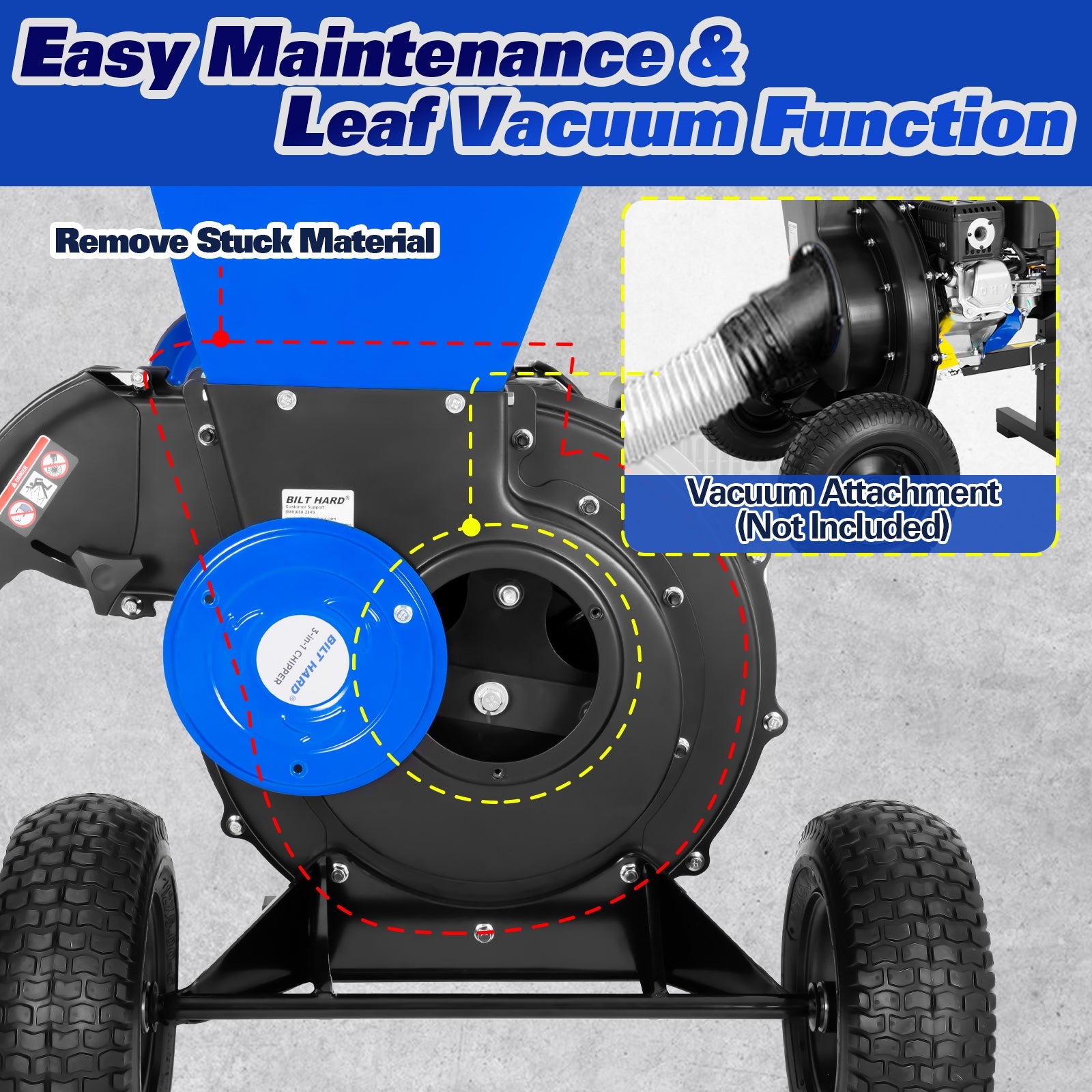 3inch 224cc 7.5hp Gas Powered Wood Chipper with Tow Hitch