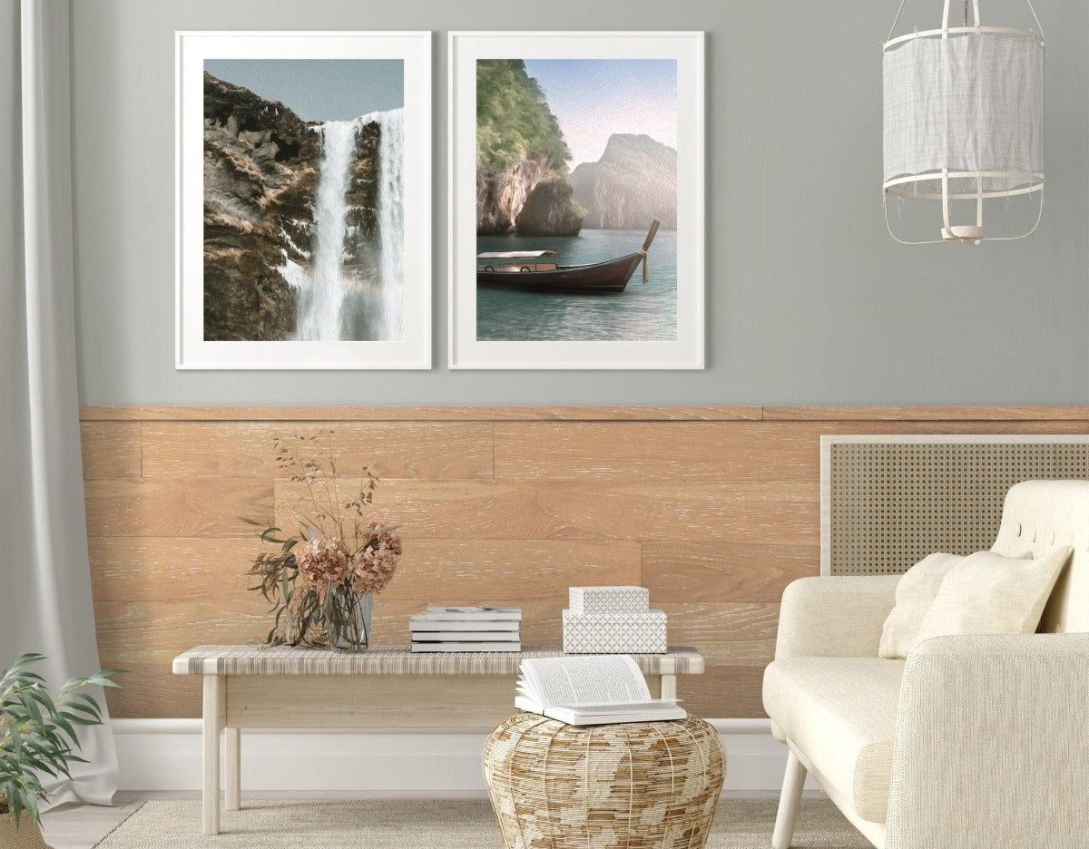 Classic Originals 1/4 in. x 5.1 in. Real Wood Easy Install Wall Panels - Biscuit (20 Sq. Ft.)