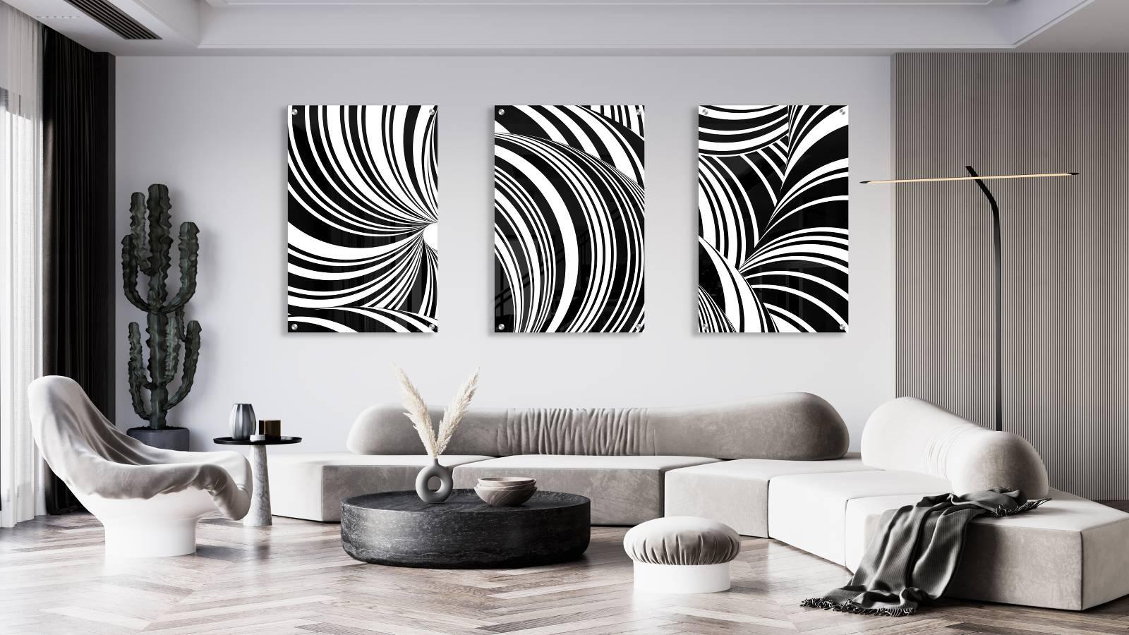 Black and White Design Set of 3 Prints Modern Wall Art Modern Artwork