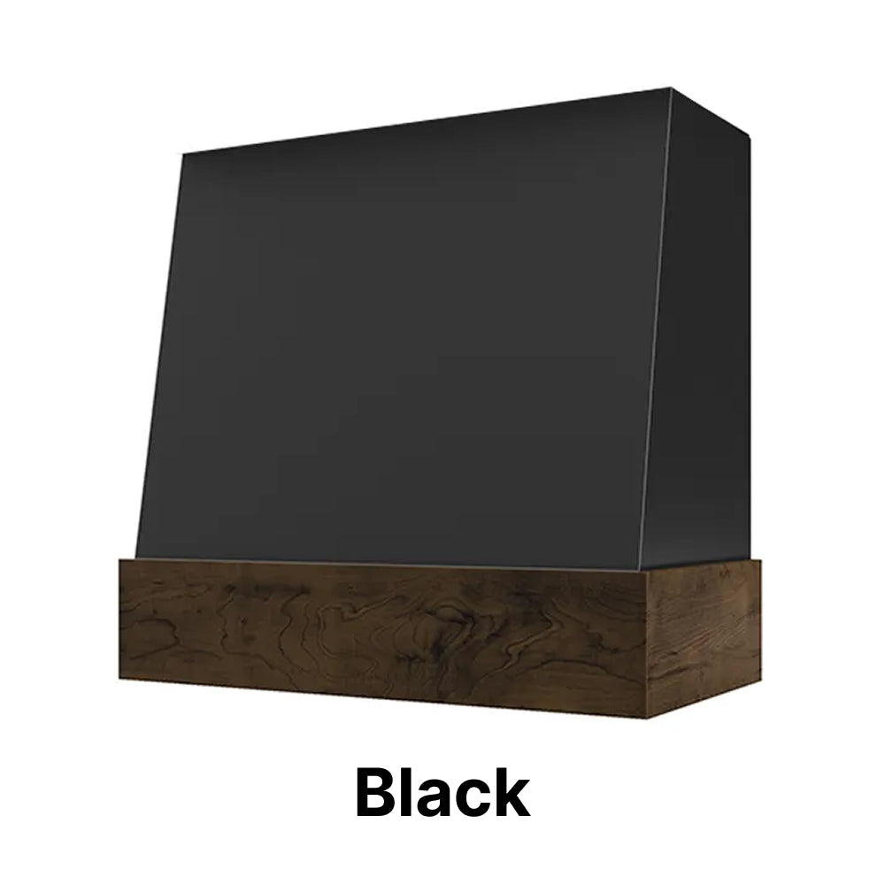 Wood Range Hood With Angled Front and Walnut Band - 30